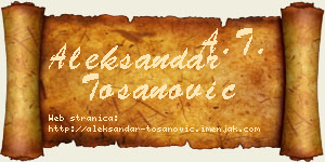 Aleksandar Tošanović vizit kartica